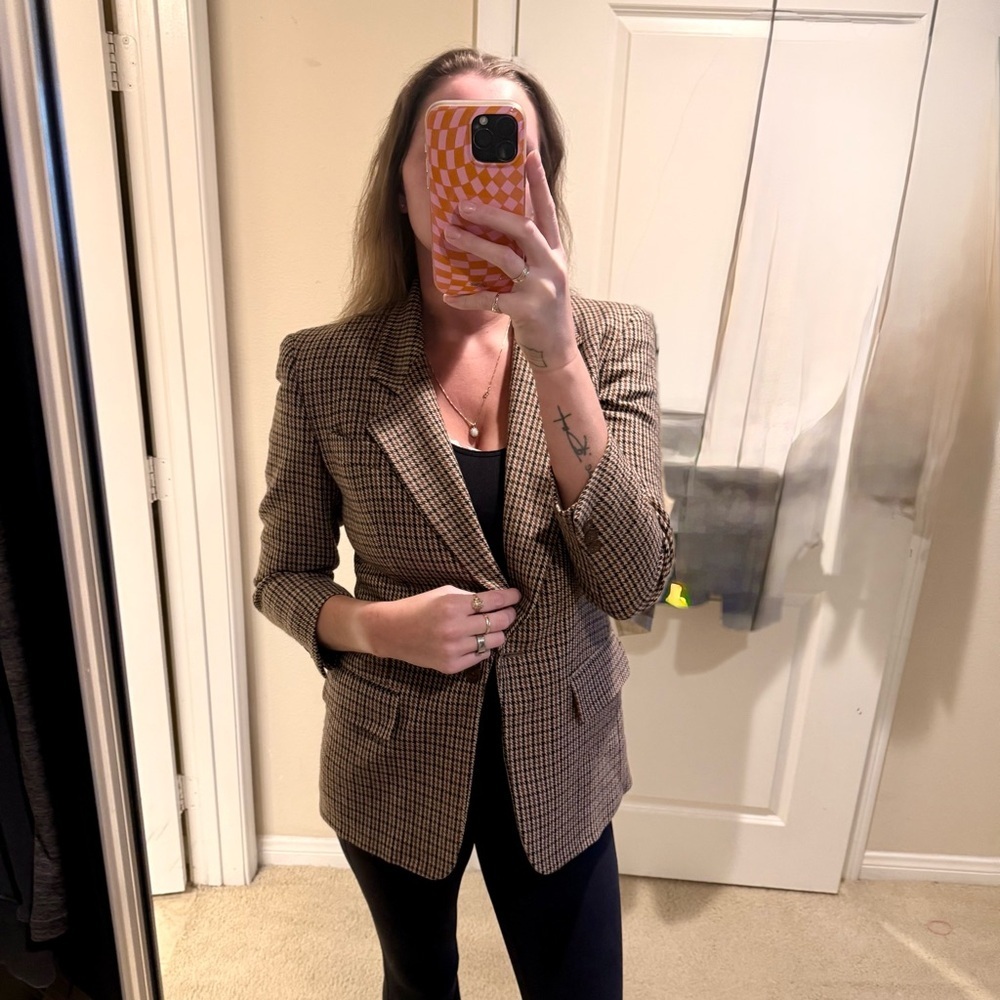 Vintage Burberrys Wool Tweed Blazer | Brown Houndstooth | Tailored Fit | Size 8 - Picture 12 of 12